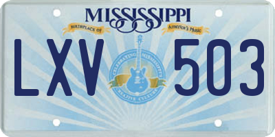 MS license plate LXV503