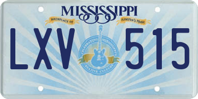 MS license plate LXV515