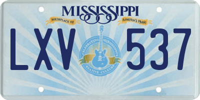 MS license plate LXV537
