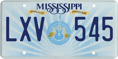 MS license plate LXV545