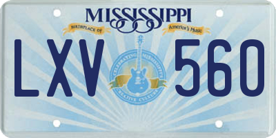 MS license plate LXV560
