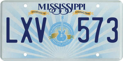 MS license plate LXV573