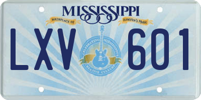 MS license plate LXV601