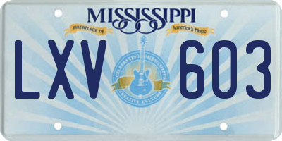 MS license plate LXV603