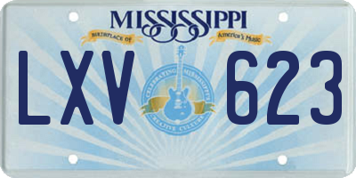 MS license plate LXV623