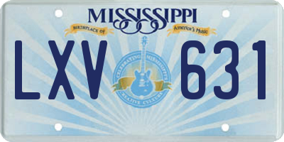 MS license plate LXV631