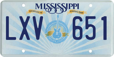 MS license plate LXV651