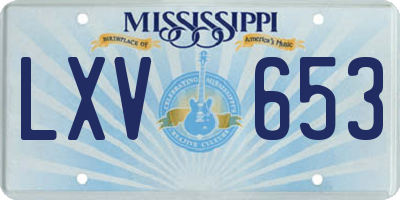 MS license plate LXV653