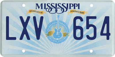 MS license plate LXV654