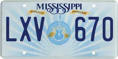 MS license plate LXV670