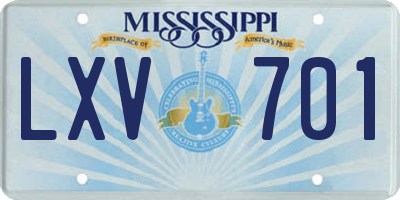 MS license plate LXV701
