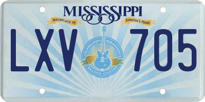 MS license plate LXV705