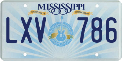 MS license plate LXV786