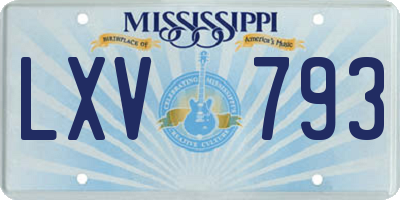 MS license plate LXV793
