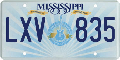 MS license plate LXV835