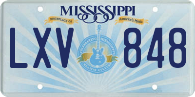 MS license plate LXV848
