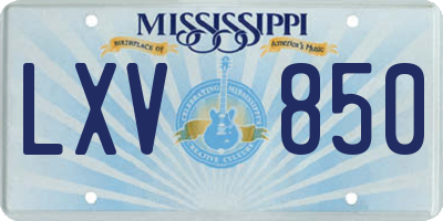 MS license plate LXV850