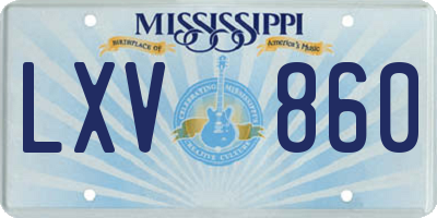 MS license plate LXV860