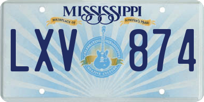MS license plate LXV874
