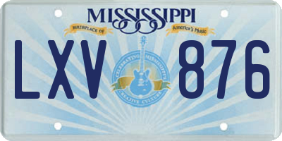 MS license plate LXV876