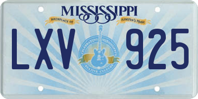 MS license plate LXV925