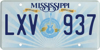 MS license plate LXV937