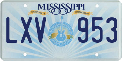 MS license plate LXV953