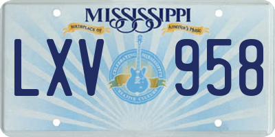 MS license plate LXV958