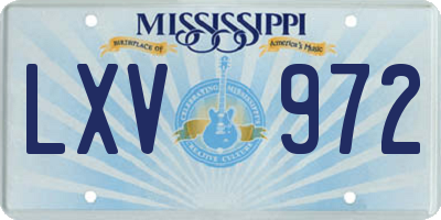 MS license plate LXV972