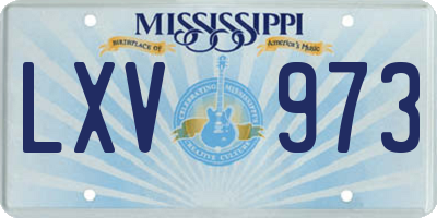 MS license plate LXV973
