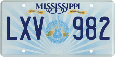 MS license plate LXV982