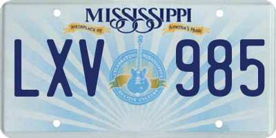 MS license plate LXV985