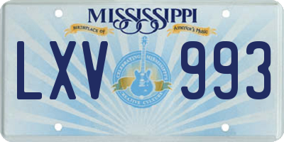 MS license plate LXV993