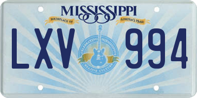 MS license plate LXV994