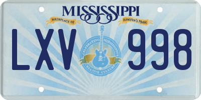 MS license plate LXV998