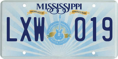 MS license plate LXW019