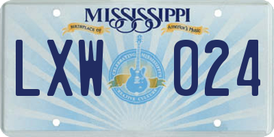 MS license plate LXW024
