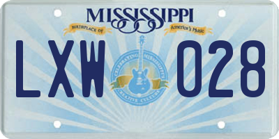 MS license plate LXW028