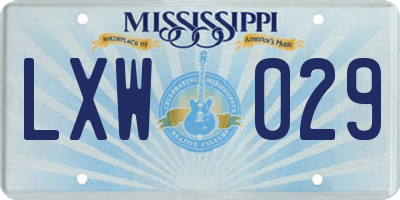 MS license plate LXW029