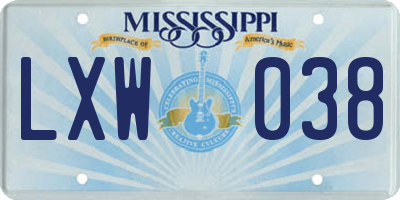 MS license plate LXW038