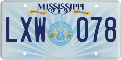 MS license plate LXW078