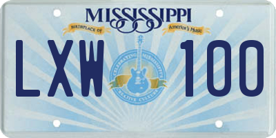 MS license plate LXW100