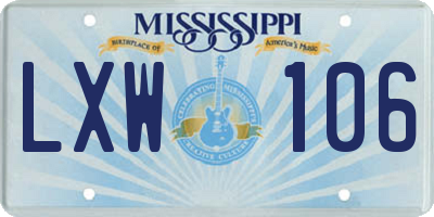 MS license plate LXW106