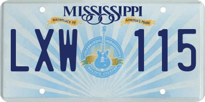 MS license plate LXW115