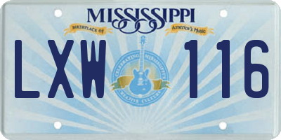 MS license plate LXW116