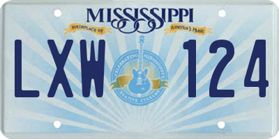 MS license plate LXW124