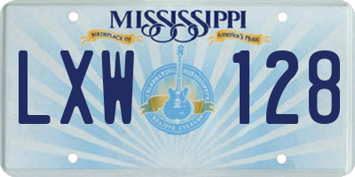 MS license plate LXW128