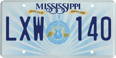 MS license plate LXW140