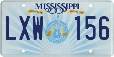 MS license plate LXW156