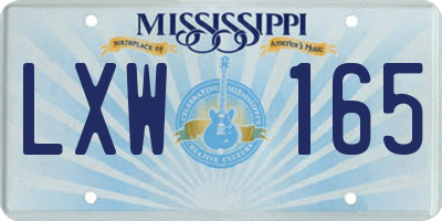 MS license plate LXW165